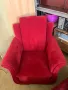 Червен фотьойл с текстилна тапицерия, снимка 2