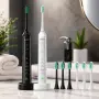 Комплект от 2 броя електрическа звукова четка Toothie X 2в1 с 6 накрайника и зарядна база, снимка 2