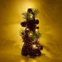 Светеща Коледна елха с борови клонки и шишарки, 35см