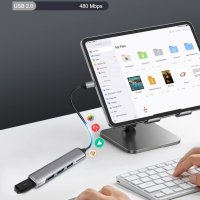 Jstoo 4-портов ултра тънък USB-C хъб за данни,1 x USB 3.0/3 x USB 2.0/USB C адаптер,MacBook Pro/Air, снимка 7 - Лаптоп аксесоари - 41721380