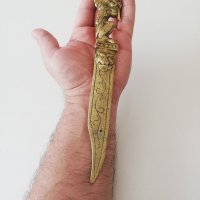 Античен китайски месингов нож за писма-рядък и уникален, снимка 1 - Антикварни и старинни предмети - 33753241