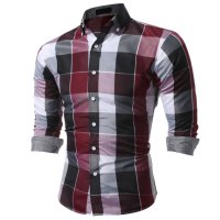 Мъжка класическа карирана риза с дълъг ръкав, 2цвята - 023, снимка 4 - Ризи - 39387276
