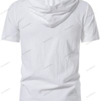 Мъжка модна едноцветна тениска с  качулка и къс ръкав, 2цвята, снимка 4 - Тениски - 41511739