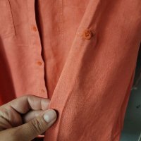 BETTY BARCLAY ЛЕНЕНА риза оранжева, цвят сьомга- XXL, снимка 14 - Ризи - 40895014