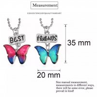 Колие на приятелството пеперуда (комплект 2 броя), снимка 5 - Бижутерийни комплекти - 33970639