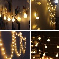 LED лампички за декорация с топки, 10метра, 100 LEDS бели - код 3280, снимка 4 - Декорация за дома - 34511084