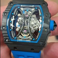 Мъжки луксозен часовник Richard Mille RM 53-01 Blue Rubber Strap Super High Quality , снимка 2 - Мъжки - 41568105