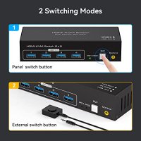 Нов Двоен Монитор KVM Switch 4K, USB 3.0, Бързо Превключване, снимка 5 - Друга електроника - 44207480