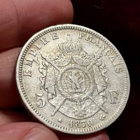 5 франка 1870 г, Франция - сребърна монета, снимка 4 - Нумизматика и бонистика - 40818210