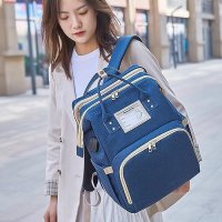 Нова удобна чанта за пелени Раница за детска количка с термо джобове Синя, снимка 5 - Други - 42002732