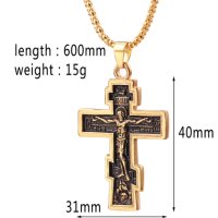 Масивно Колие с православен кръст Исус и молитва, снимка 1 - Колиета, медальони, синджири - 41714557