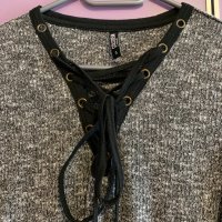 Дамска блуза с връзки на деколтето, снимка 3 - Блузи с дълъг ръкав и пуловери - 34168996