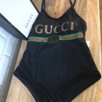 Gucci Women's Black Sparkling Fake Logo Swimsuit, снимка 2 - Бански костюми - 42488770