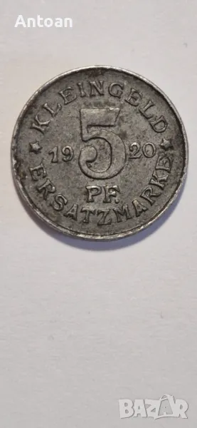 5 пфенига 1920 Германия , снимка 1