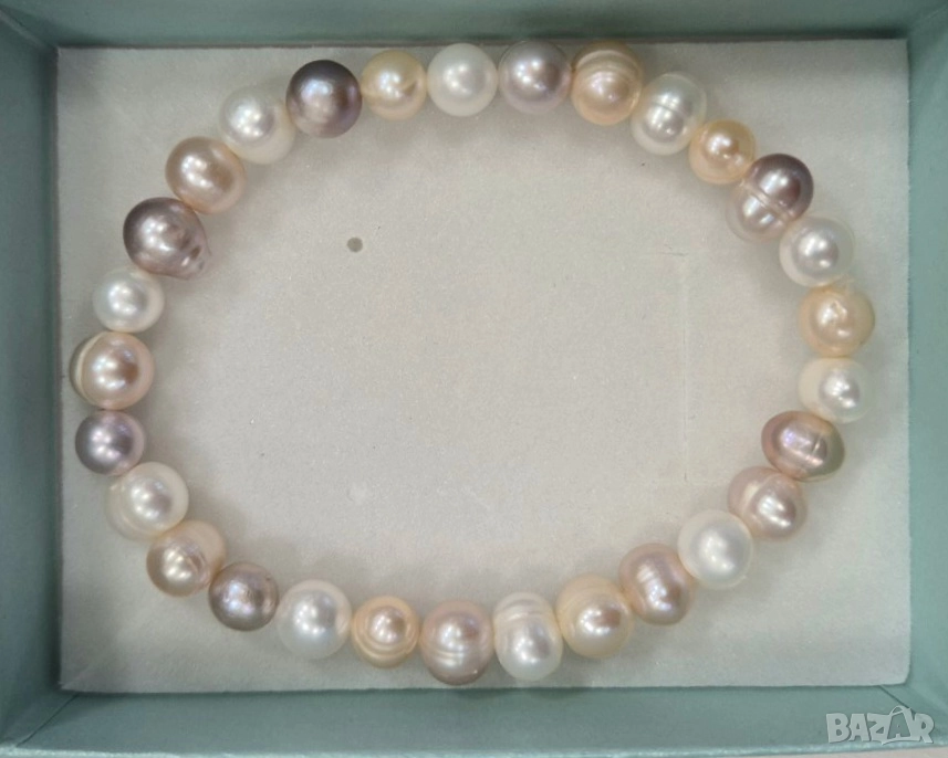 Гривна на ластик - розови перли със сертификат, снимка 1