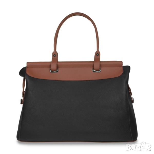 ГОЛЯМА ДАМСКА ЧАНТА ОТ ЕКО КОЖА В ЧЕРНО И КАФЯВО WB002, снимка 1