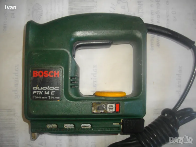 БОШ ШВЕЙЦАРСКИ ОРИГИНАЛЕН КОМБИНИРАН ЕЛЕКТРИЧЕСКИ ТАКЕР СКОБИ ПИРОНИ 6-14мм BOSCH PTK14E, снимка 1