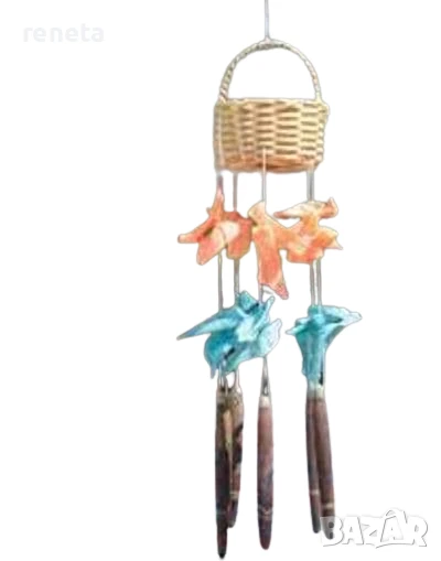 Кошничка с миди, За окачване, Естествени раковини, Ръчна изработка, 18 см, снимка 1