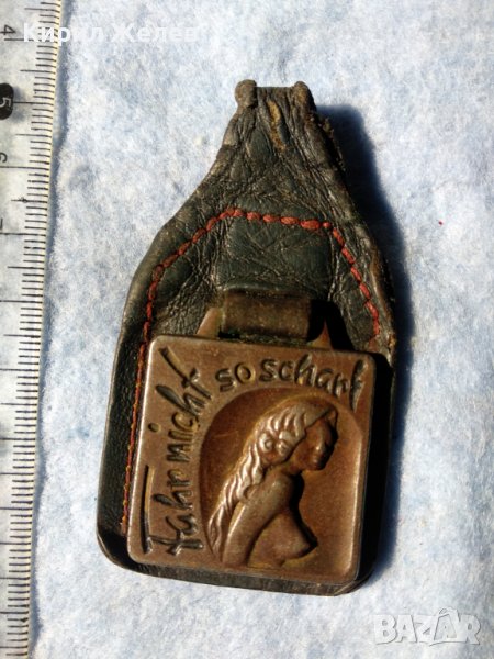 СТАР МНОГО КРАСИВ КОЛЕКЦИОНЕРСКИ ЕРОТИКА КЛЮЧОДЪРЖАТЕЛ СТОМАНА и ЕСТЕСТВЕНА КОЖА РЯДЪК 35312, снимка 1