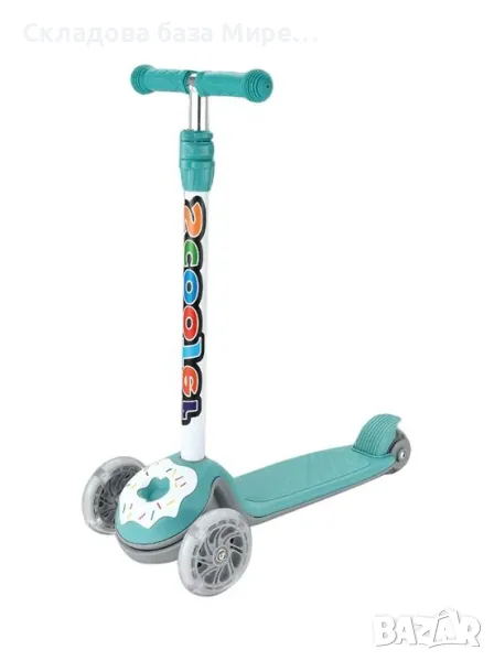 Тротинетка с 3 гуми с LED светлина,До 60 кг, Кормило 63-72-78-85 см , снимка 1