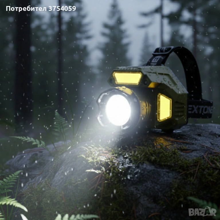 Акумулаторен LED челник HX-917S със сензор за движение, Type-C зареждане и батерия 18650, снимка 1