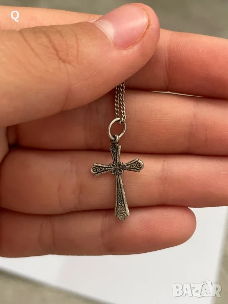 Сребърно синджирче с красиво кръстче, проба 925 (5), снимка 1
