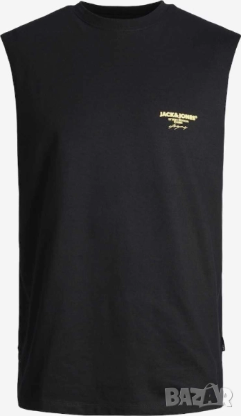 Мъжка тениска без ръкави и надписи Jack & Jones, 100% памук, Черна, XL, снимка 1