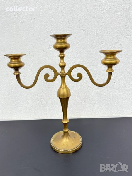 Ретро бронзов свещник с три рамена. №7607, снимка 1