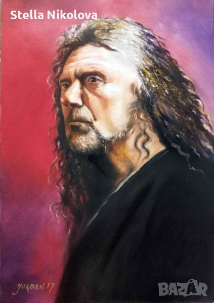 Портрет на Robert Plant,35/50, маслени бои,без рамка, снимка 1