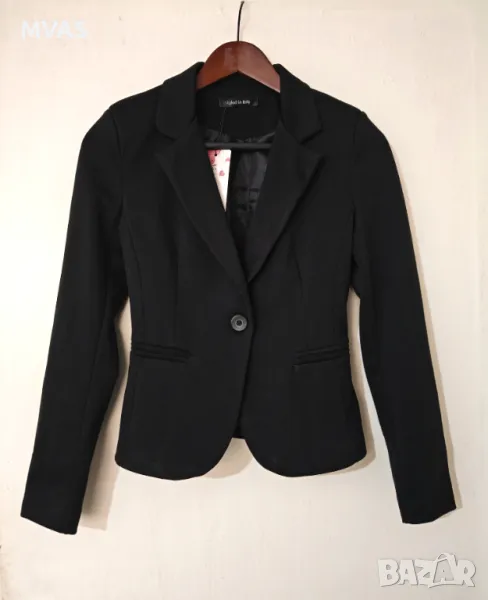 Ново дамско черно сако XS S размер есенно офис сако с дълъг ръкав, снимка 1
