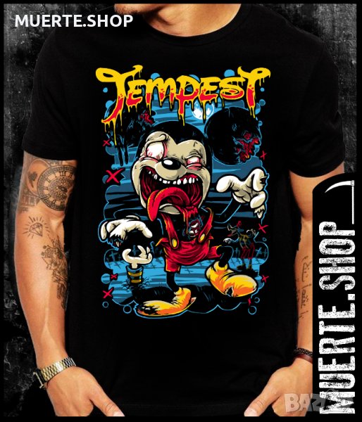 Черна тениска с щампа MICKEY MOUSE ZOMBIE, снимка 1