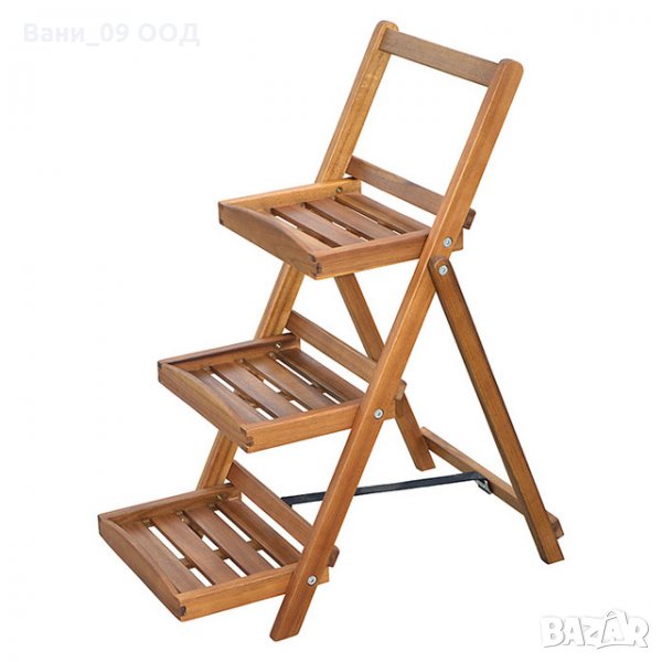 Дървен стълбовиден цветарник на 3 нива, снимка 1