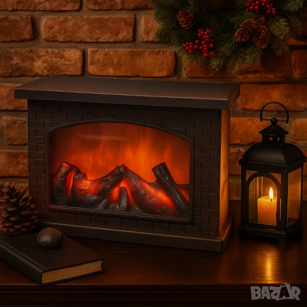 Декоративна LED камина с изкуствен пламък и звук – уют без риск и без отопление, снимка 1
