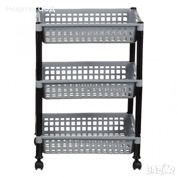 Етажерка с три рафта и колелца, 30х40х57см, сива, снимка 1