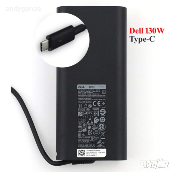 DELL USB Type-C 130W 20V - 6.5A Оригинално зарядно за лаптоп чисто ново, снимка 1
