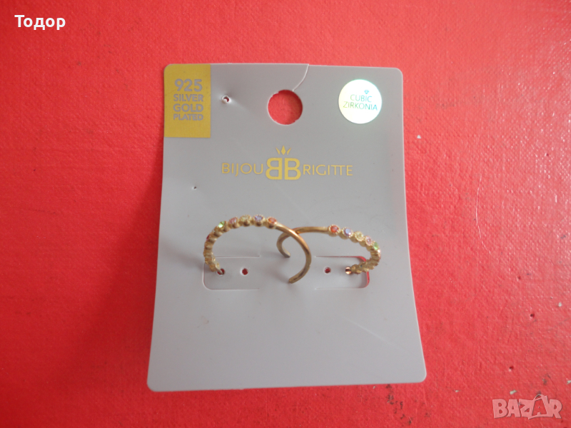 Невероятни позлатени сребърни обици обеци Bijov Brigite, снимка 1