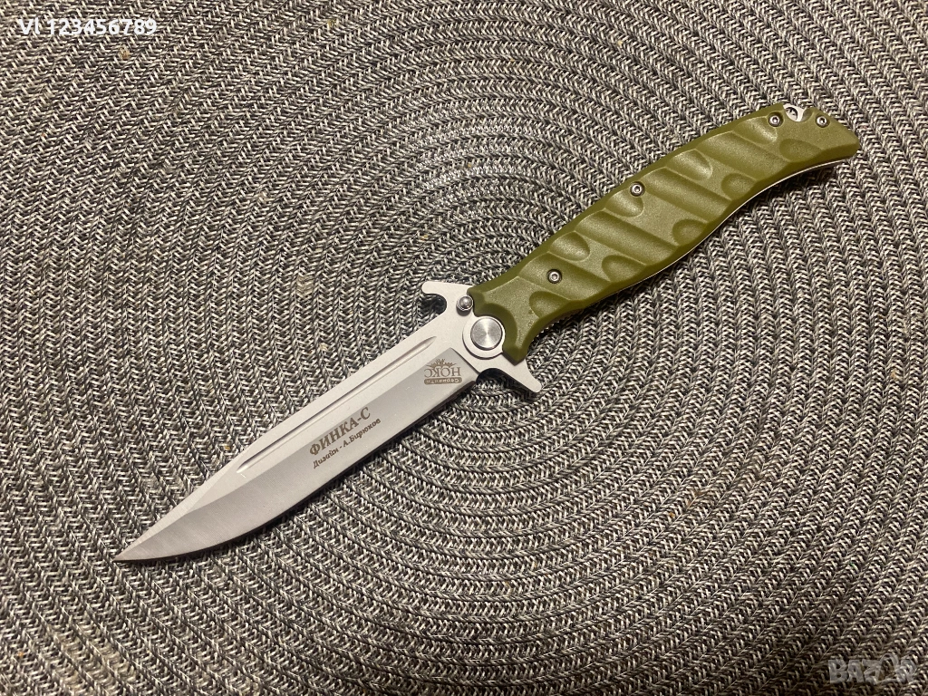 Руски сгъваем нож НОКС Финка-С, дизайн А.Бирюков -ЗЕЛЕН, снимка 1