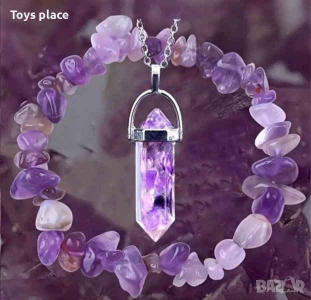 2 части комплекти от естествен камък - колие и гривна, снимка 1