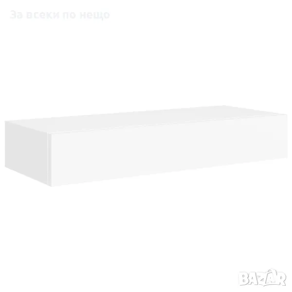 Стенен рафт с чекмедже, бял, 60x23,5x10 см, МДФ Код P321, снимка 1
