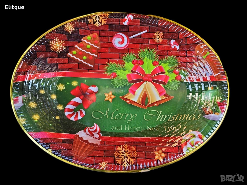 Пластмасова коледна чиния/плато за сладки, ордьовър, мезета и др./ Цвета е според нал. в склада, снимка 1