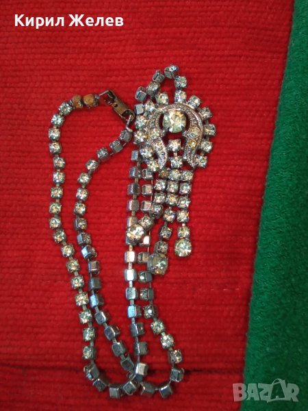 ПОСРЕБРЕНА АР НУВО ВИНТИДЖ ОГЪРЛИЦА КОЛИЕ с ИСКРЯЩИ ЮВЕЛИРНО ФАСЕТИРАНИ БОХЕМСКИ КРИСТАЛИ 99887, снимка 1