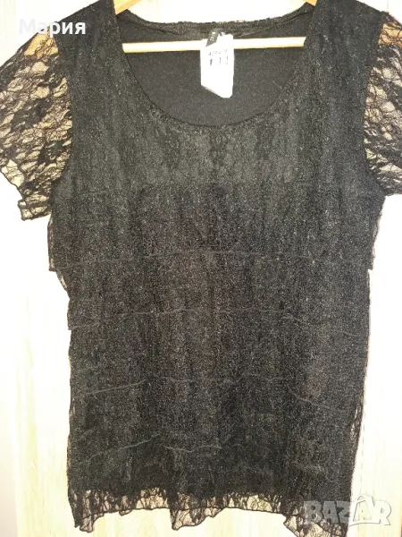 Черна дантелина блуза на Kappahi  M, снимка 1