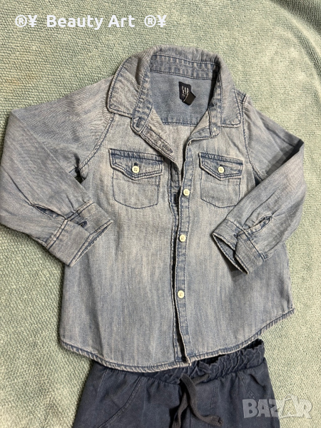 Дънки с дънкова риза GAP, 86 размер, снимка 1