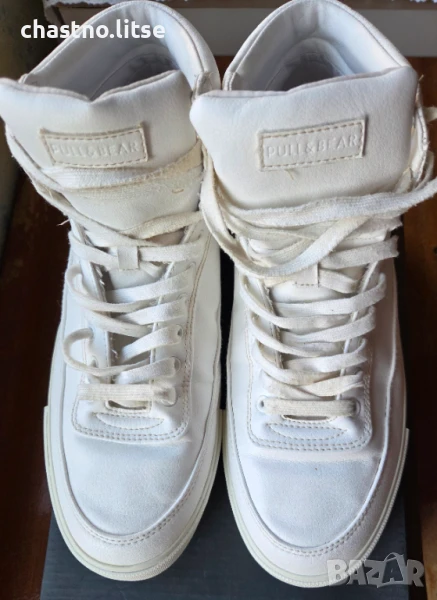 Високи, бели, мъжки маратонки Pull&Bear, снимка 1
