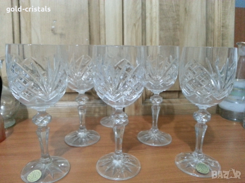 Кристални чаши за вино Чехословакия, снимка 1
