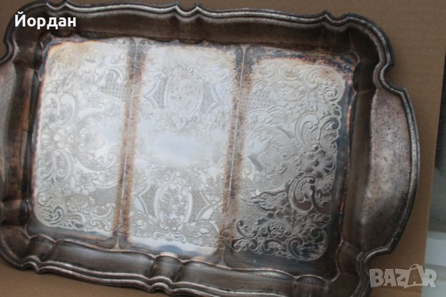 Посребрен поднос със стъклени купи, снимка 7 - Антикварни и старинни предмети - 40281783