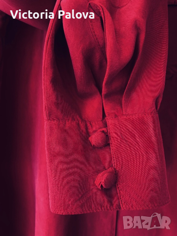 Риза/блуза vintage 100% cupro, цвят малина, снимка 9 - Ризи - 44829409