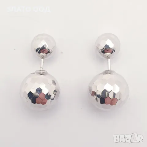 Златни обеци -14К с топчета, снимка 8 - Обеци - 26905872