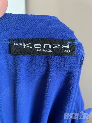 Kenza Синя рокля с перли на ръкавите, 40 EU, снимка 5 - Рокли - 48003064