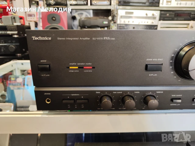 Уникален стерео усилвател Technics SU-V570 PXC cap. Две по 105 вата на 4 ома. В отлично техническо и, снимка 3 - Ресийвъри, усилватели, смесителни пултове - 51130359